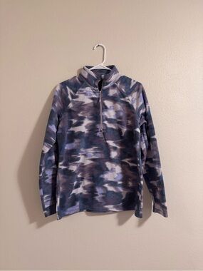 Eddie Bauer Blue Multi-Pattern Half-Zip Fleece Pullover